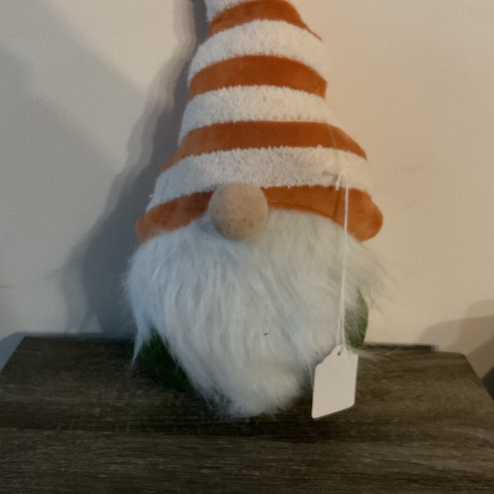 Festive Orange and White Striped Gnome